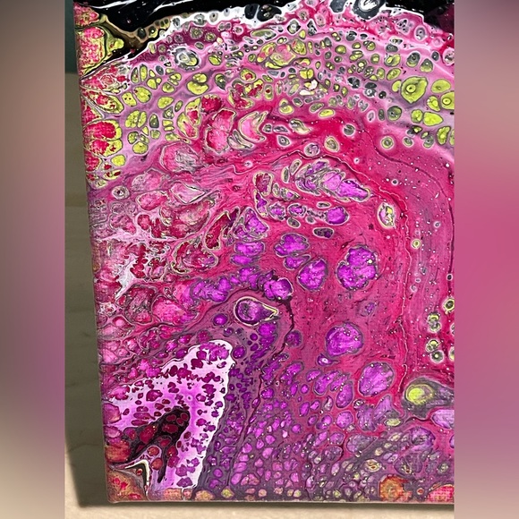 Vibrant Swirl Canvas Art in Pink, Green, and Black - Picture 4 of 7